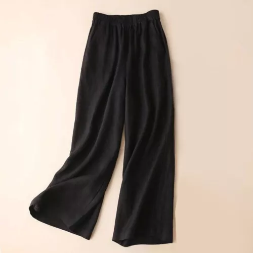 Women Cotton Linen Loose Wide Leg Pants Ladies Summer Breathable Casual Trousers - Picture 16 of 24