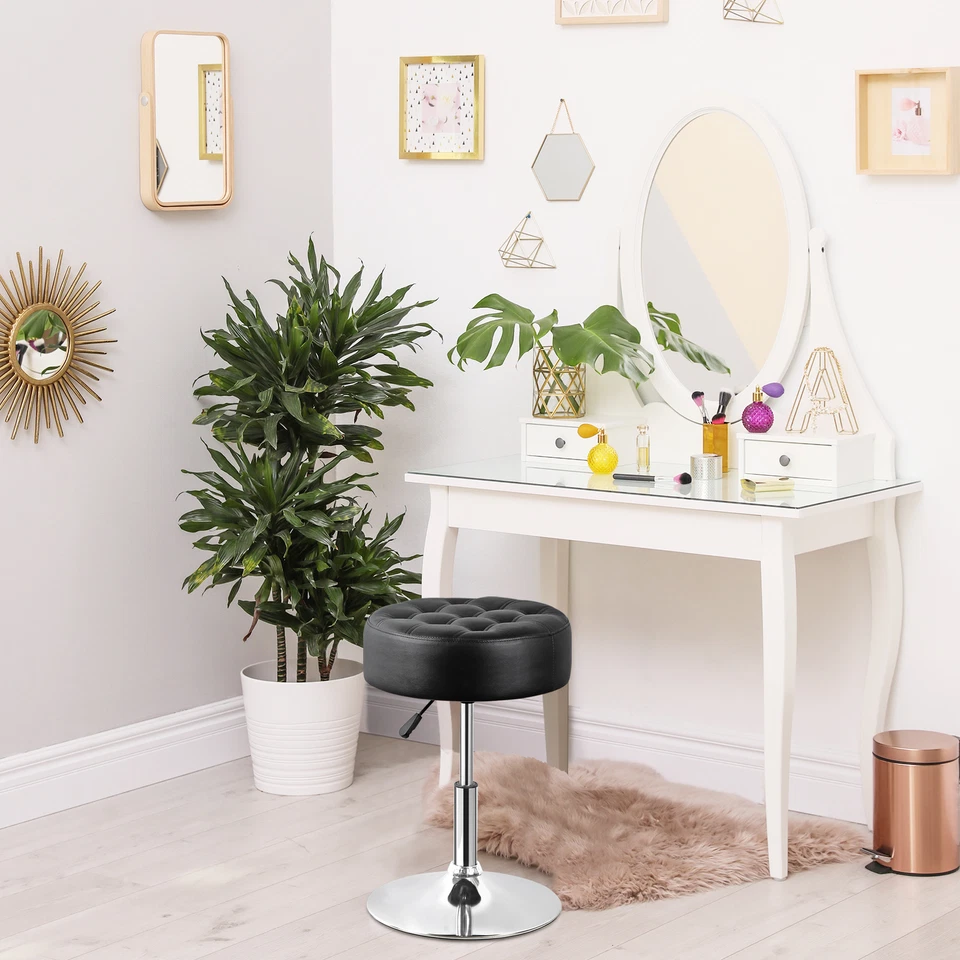 Adjustable Vanity Stool 360° Swivel Ottoman Chair Stool for Makeup Room Black - Image 2 of 4