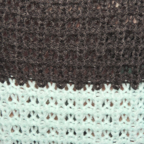 Rue 21 Striped High Low Knit Sweater size L Long Sleeve Charcoal and Aqua - Picture 3 of 4