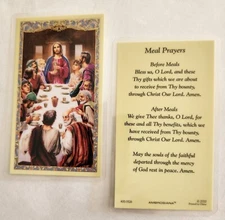 Meal Prayers - The Last Supper - Laminated Holy Card