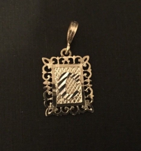 10k yellow gold square Initial pendant 