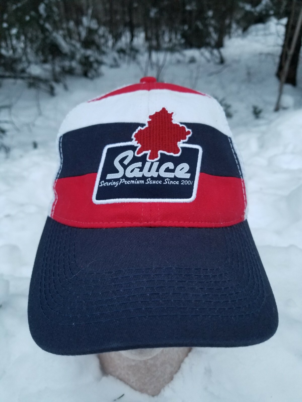 Sauce Hockey Hat Color Block Snapback Adult Saucer Pass Spellout Cap