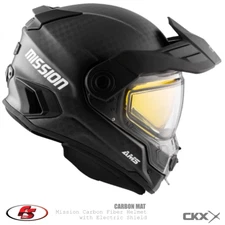 New CKX Mission AMS Snowmobile Helmet Carbon Mat Md LG XL 3X 2X. standard shield