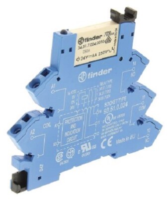 38.61.0.024.0060 Finder EMR Interface Module, SPDT 6A, 24V AC/DC coil, AgNi cont