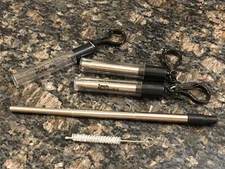 Portable Reusable Folding Collapsible Drinking Straw Stainless Steel Clean Brush