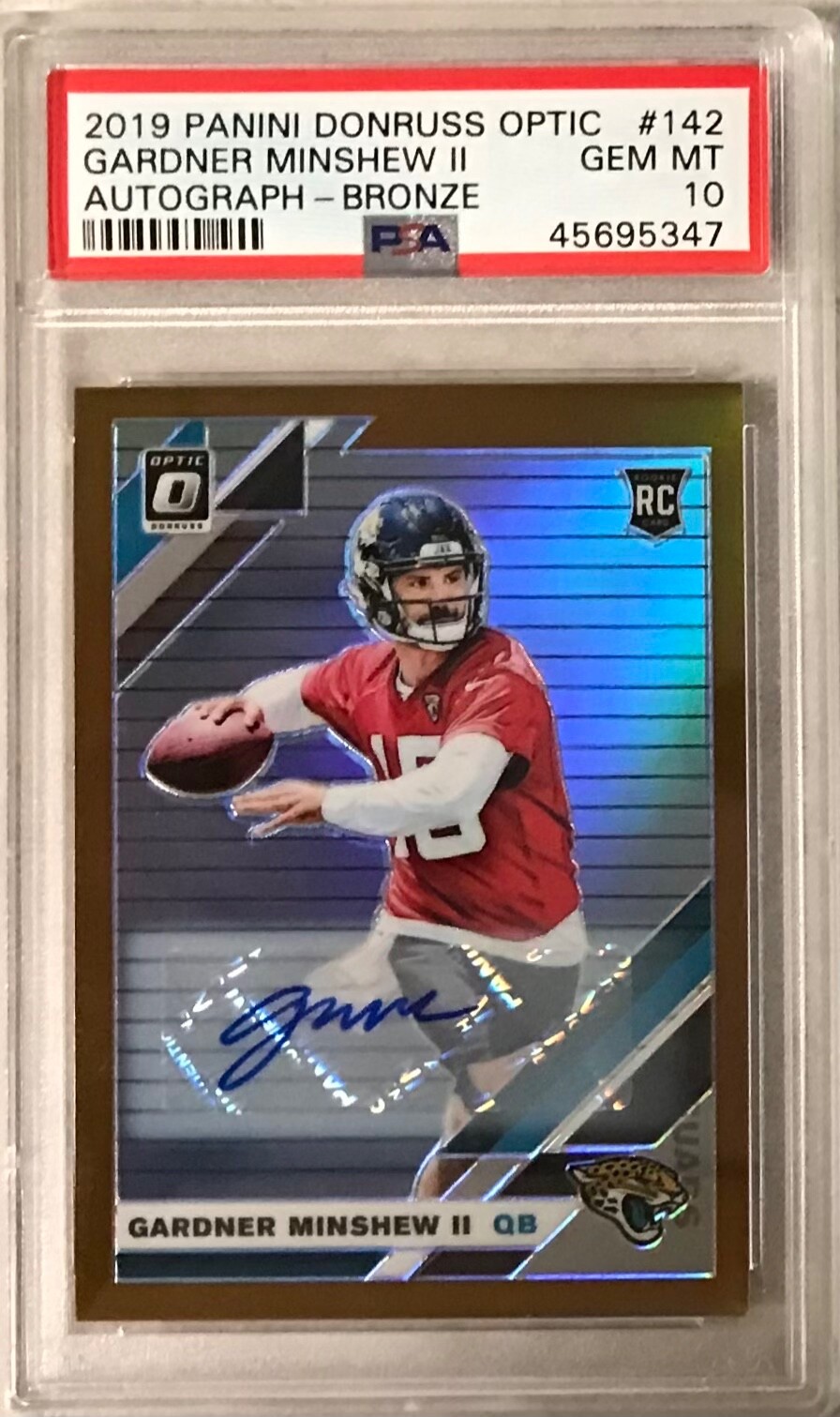 2019 Donruss Optic Gardner Minshew Auto Bronze Prizm RC #142 💎PSA 10 Gem Mint