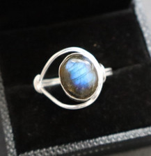 Natural Labradorite Gemstone 925 Sterling Silver Handmade Ring All Size Gift DL