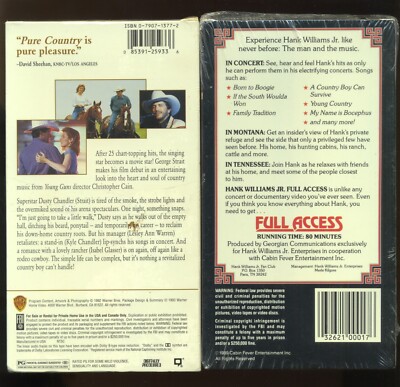 2 NEW SEALED VHS - HANK WILLIAMS JR FULL ACCESS & PURE