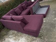 Corner Burgundy Sofa With Large Storage Footstool From Sofa Workshop