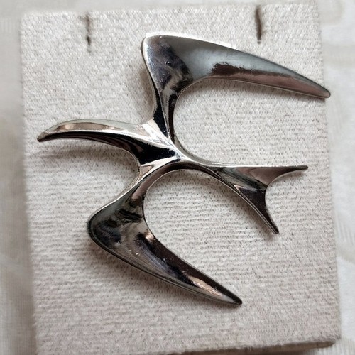 VINTAGE Sarah Coventry Silver Tone Bird Brooch Lot – Swallow Dove Modernist Pin - Picture 7 of 12