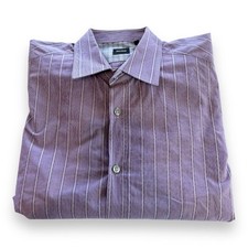 Hugo Boss Dress Shirt Men's Size L Purple Striped Long Sleeve Button Up Cotton