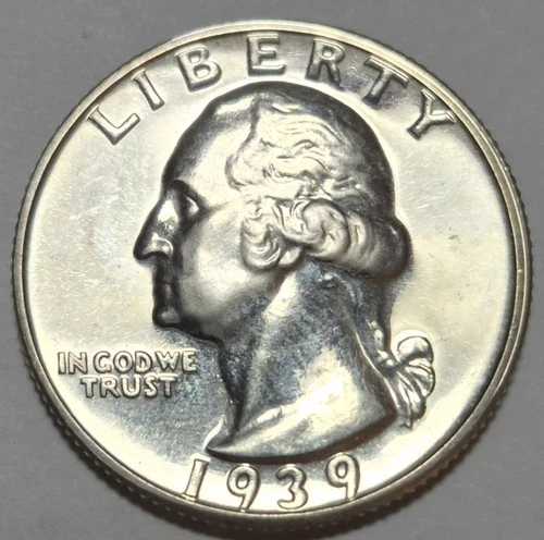 1939 Gem Proof Washington Quarter. Nice Problem Free.