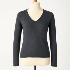 John Galt Mohair Wool V Neck Sweater Black Long Sleeve Pullover Quiet Luxury