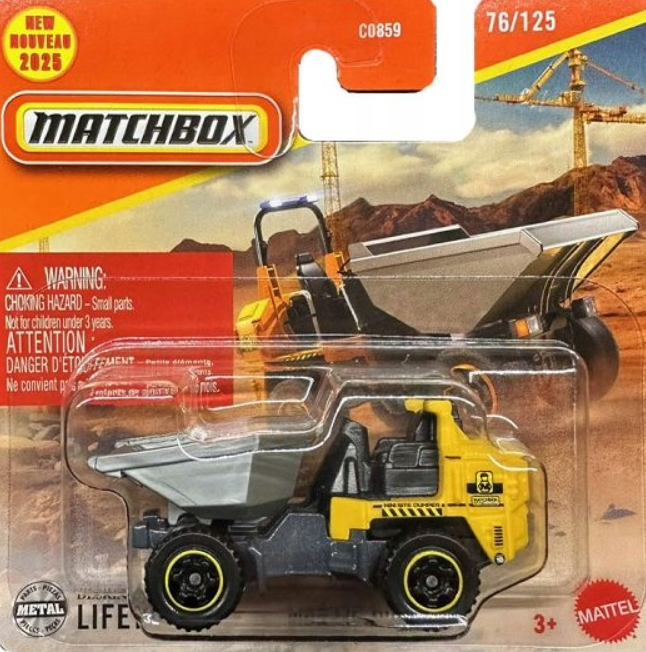 MBX LIL Dumper Vehicle Construction Car Model Toy Yellow Diecast Matchbox
