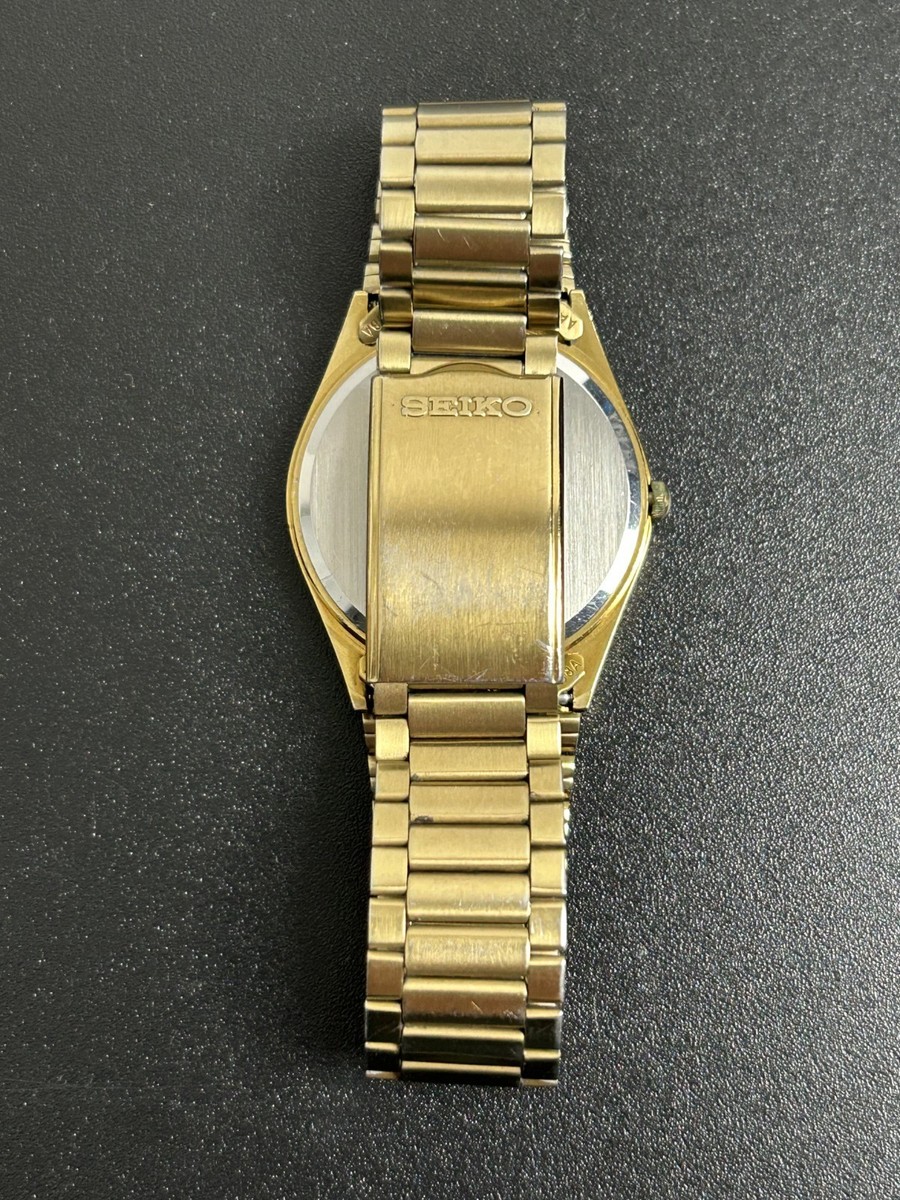 SEIKO WATCH CHRONOS 8123-7080 QUARTZ DAY DATE KANJI GOLD