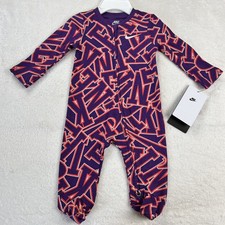 Nike Baby Sleeper Pajamas Purple  Orange Swoosh Size 3 Months