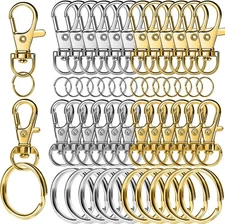 60PCS Gold Silver Lobster Claw Clasps and Key Rings Keychain Making Kit