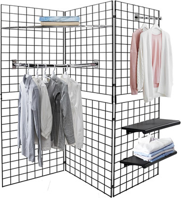 Heavy Duty Portable Gridwall Display Panels - 3x2x6' Black Metal Stand