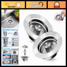 3-in-1 Kitchen Sink Drain Strainer, Pop-Up Stopper  Anti-Clogging Basket - 304