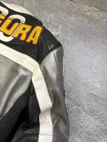 Vintage Segura Leather Racing Jacket Motul Total Dunlop Patches Biker Size M / 3 image 23