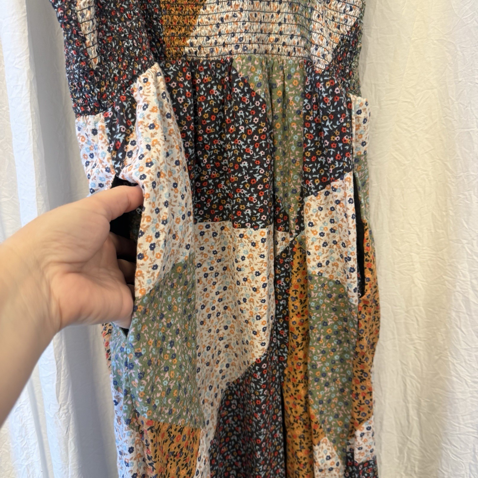 Universal Thread Patchwork Ditsy Floral Smocked D… - image 7