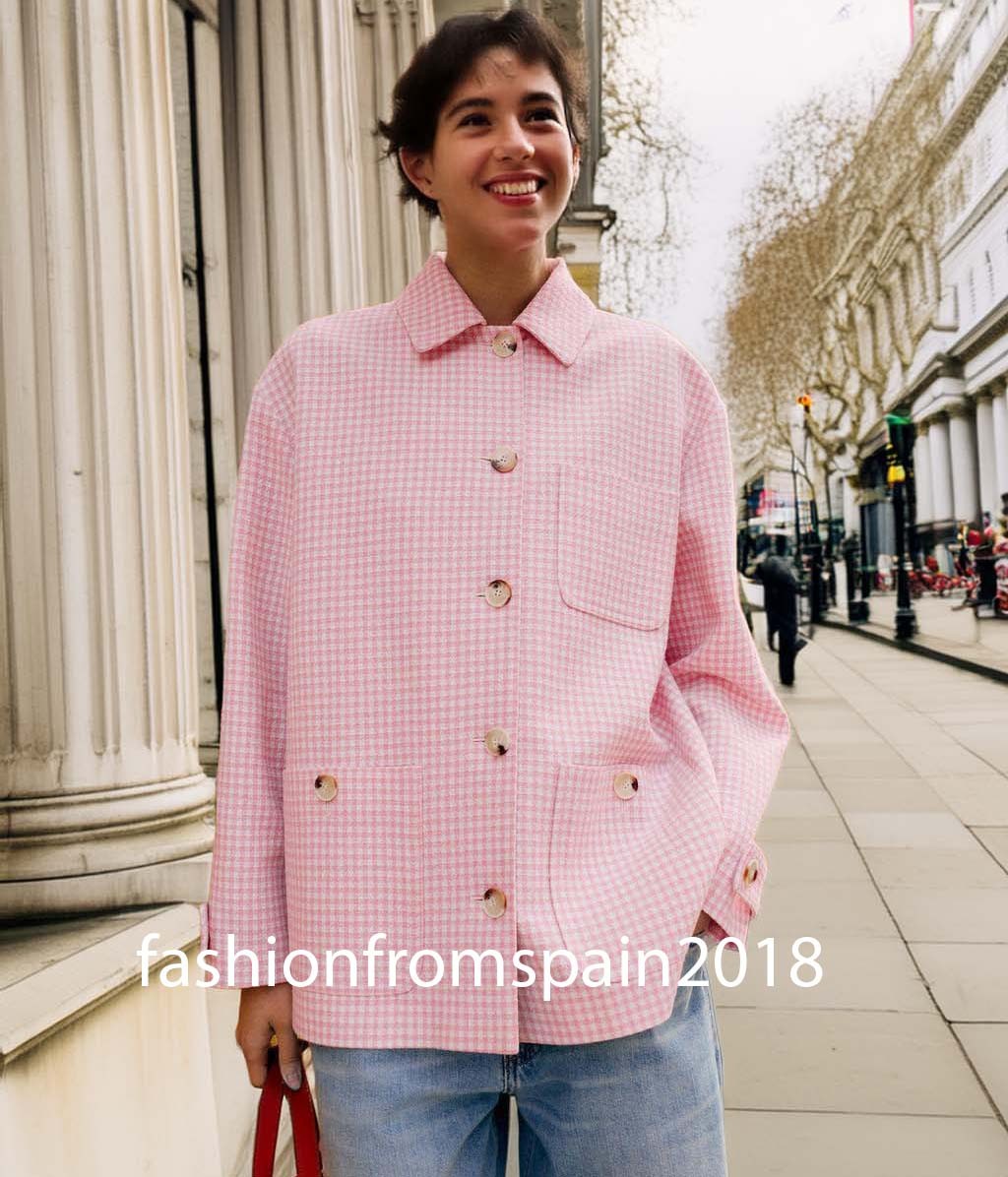 ZARA NEW WOMAN GINGHAM CHECK JACKET PINK WHITE XS-XL 2516/109/046