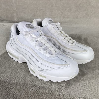 Nike Air Max 95 Essential Air Mens Sneakers Shoes Size 9.5 Triple White Leather