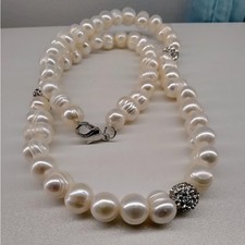 Baroque Freshwater Pearl Necklace 8-9mm Genuine Pearls Bridal 17  Luxury Chunky