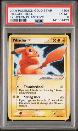 2006 POKEMON EX HOLON PHANTOMS GOLD STAR #104 PIKACHU-HOLO PSA 6
