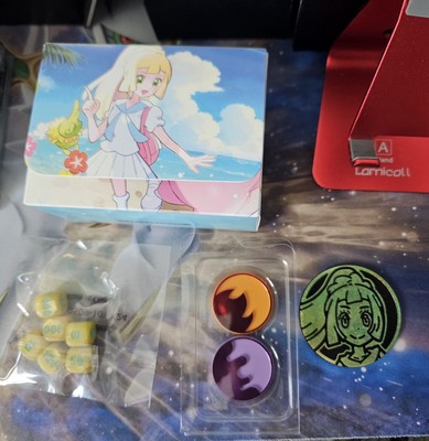 Pokemon Lillie Premium Tournament Collection Deck Box W Status Coins, Dice/ Coin