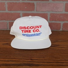 Vintage Discount Tire Co Bf Goodrich Snapback Hat Cap White Rope Brim Promo