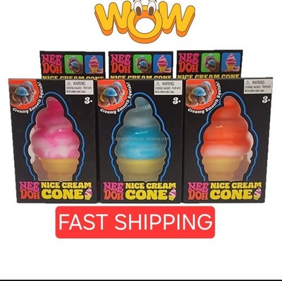 NeeDoh Nice ice Cream Cone Blue Orange Pink IceCream Squishy US seller FAST SHIP