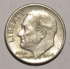 1964 D ROOSEVELT DIME, 90% Silver in circulated condition
