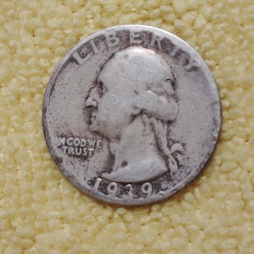 1939-S Washington Quarter – Circulated  VG Good 90% SilverSemi-Key S Mint Coin