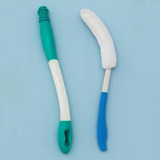 Extended Reach Toilet Wiper & Bath Brush Set - Long Handle Bathroom Blue 