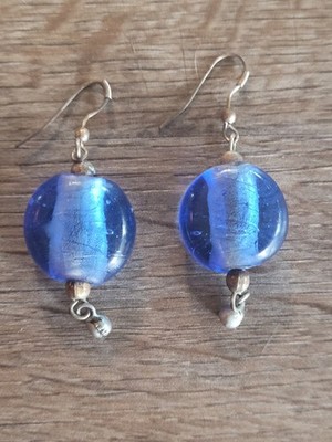 glass beads,  ''lentil'' shaped due to their flat, circular profile Vintage