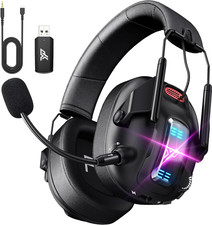 Wireless Gaming Headset for PS5, PS4, PC, USB over Ear Gaming Headphones with No