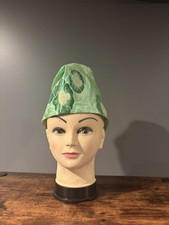 Embroidered African Gold Hat-Kufi-Cap Color Green Size 23
