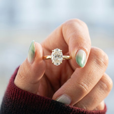 1.50 CT Fancy Oval Cut Lab Created Diamond 18K Gold Solitaire Engagement Ring