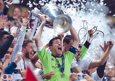 IKER CASILLAS SIGNED REAL MADRID UCL WINNERS 12X8 PHOTO (ACG CERT AG17163)