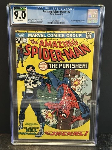 Amazing Spiderman 129 Cgc 9.0 1st Punisher.   CVA Sticker