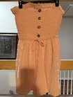 CHICME Pink Strapless Smocked Romper Button Ruffle Woven Textured Size L — photo 4