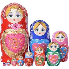 YAKELUS Russian Nesting Dolls for Kids Matryoshka Doll 10pcs Handmade1051