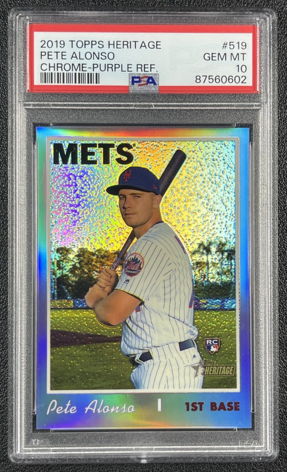 PETE ALONSO PSA 10 2019 TOPPS HERITAGE #THC-519 ROOKIE CHROME PURPLE REFRACTOR