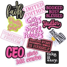 12 Pcs Phrase Iron On Patches for Hats Assorted Styles Fashion Embroidered Ap...