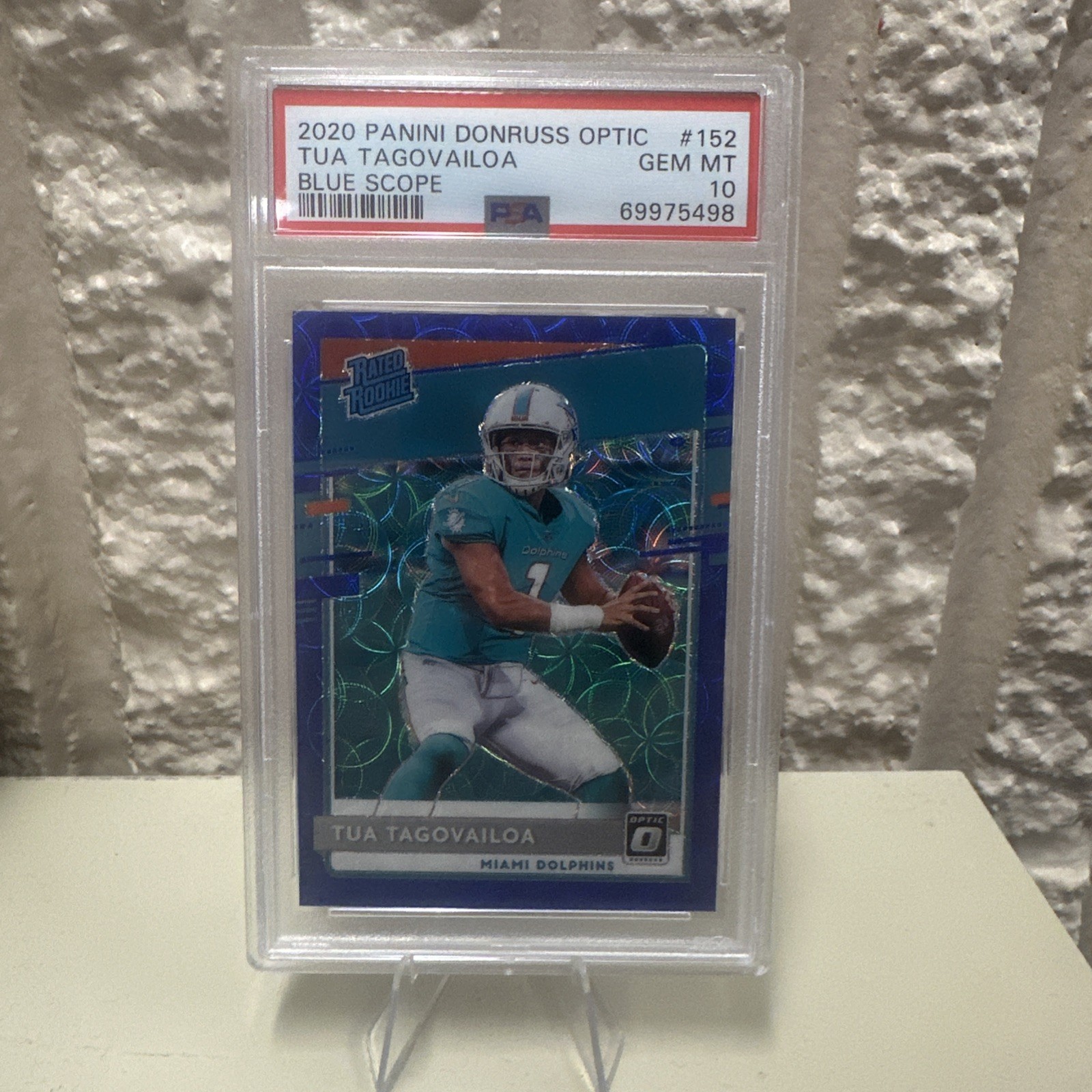 2020 Donruss Optic Tua Tagovailoa Blue Scope Prizm Rookie RC PSA 10