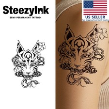 SteezyInk temporary tattoo Kitsune Mask last upto 2 weeks 4 x 7 inch