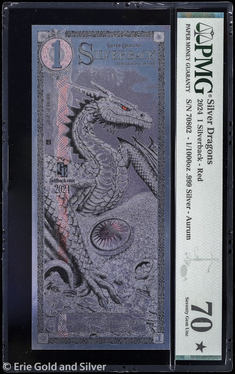 2024 Silver Dragons Silverback 1/1000 oz Silver Note PMG 70 Star