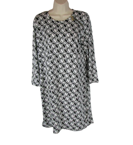 Abito Michael Michael Kors bianco nero geometrico grande nuovo con etichetta donna
