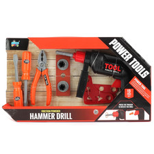 Power Tools - Hammer Drill - 12Pc Toy Playset, Wrench-Pliers, Friction Powered D